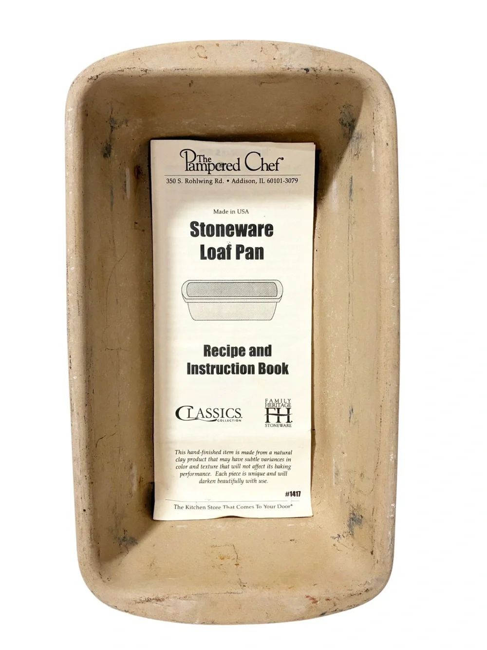 Pampered Chef LTD Stoneware Loaf Pan Family Heritage Classic Collection